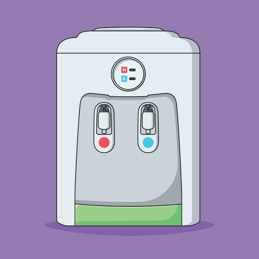 Water Dispenser Vector Icon Illustration with Outline for Design Element, Clip Art, Web, Landing page, Sticker, Banner. Flat Cartoon Style