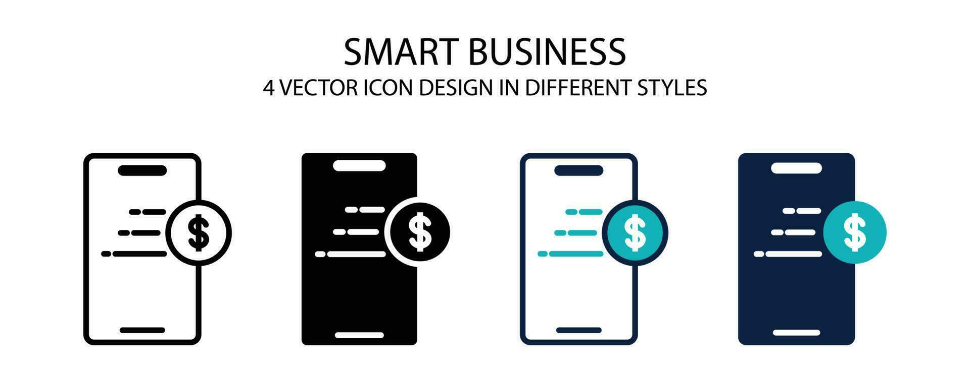 Smart business icon in outline, thin line, solid, filled and flat style. Vector illustration of two colored and black smart business vector icons designs can be used for mobile, ui, web