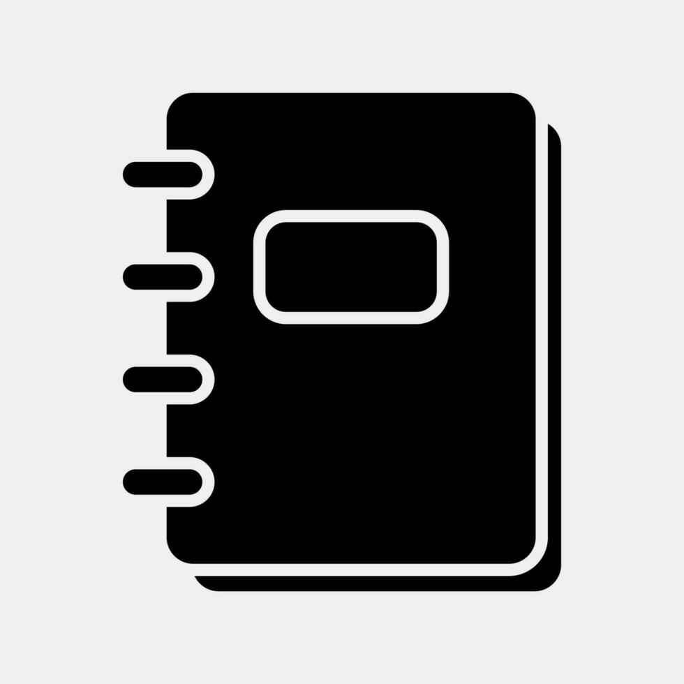 Icon note book. School and education elements. Icons in glyph style. Good for prints, posters, logo, advertisement, infographics, etc. vector
