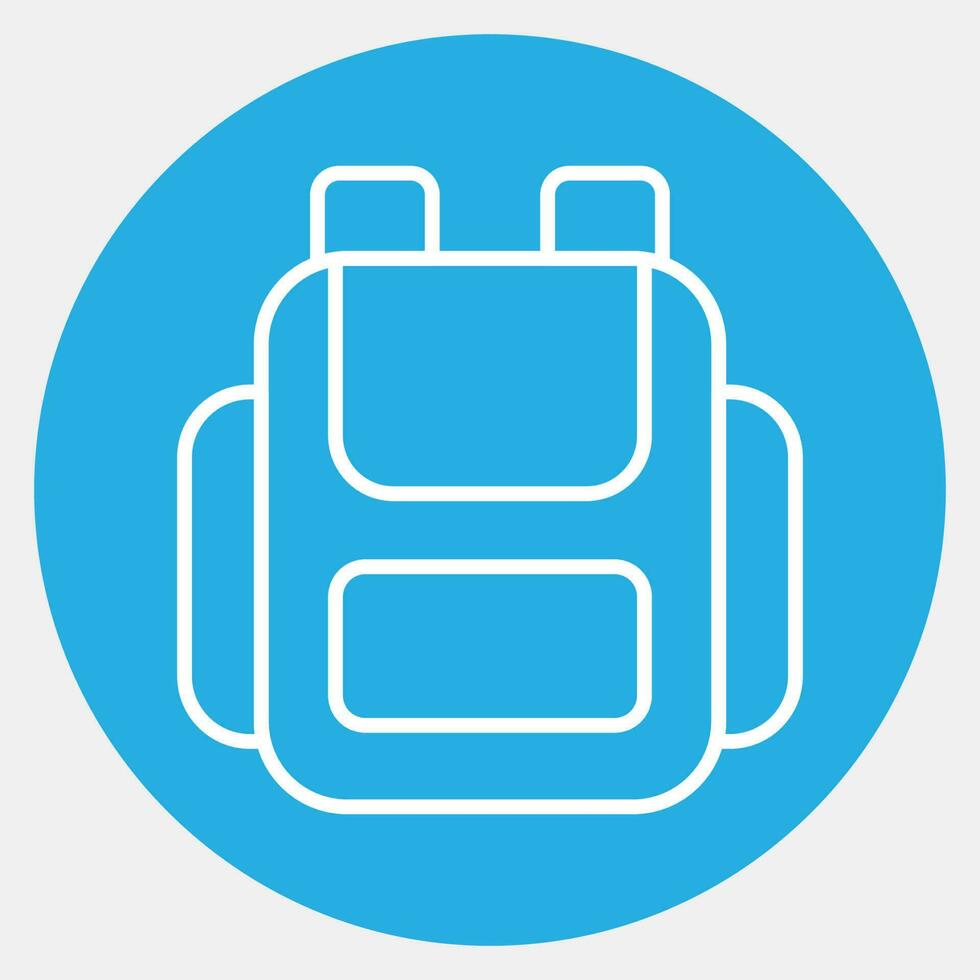 Icon bag. School and education elements. Icons in blue round style. Good for prints, posters, logo, advertisement, infographics, etc. vector
