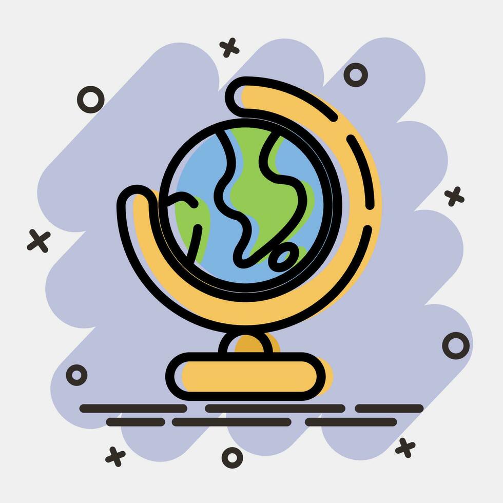 Icon globe. School and education elements. Icons in comic style. Good for prints, posters, logo, advertisement, infographics, etc. vector