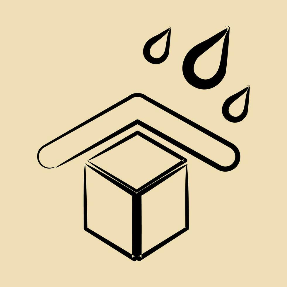 Icon protect from water. Packaging symbol elements. Icons in hand drawn style. Good for prints, posters, logo, product packaging, sign, expedition, etc. vector