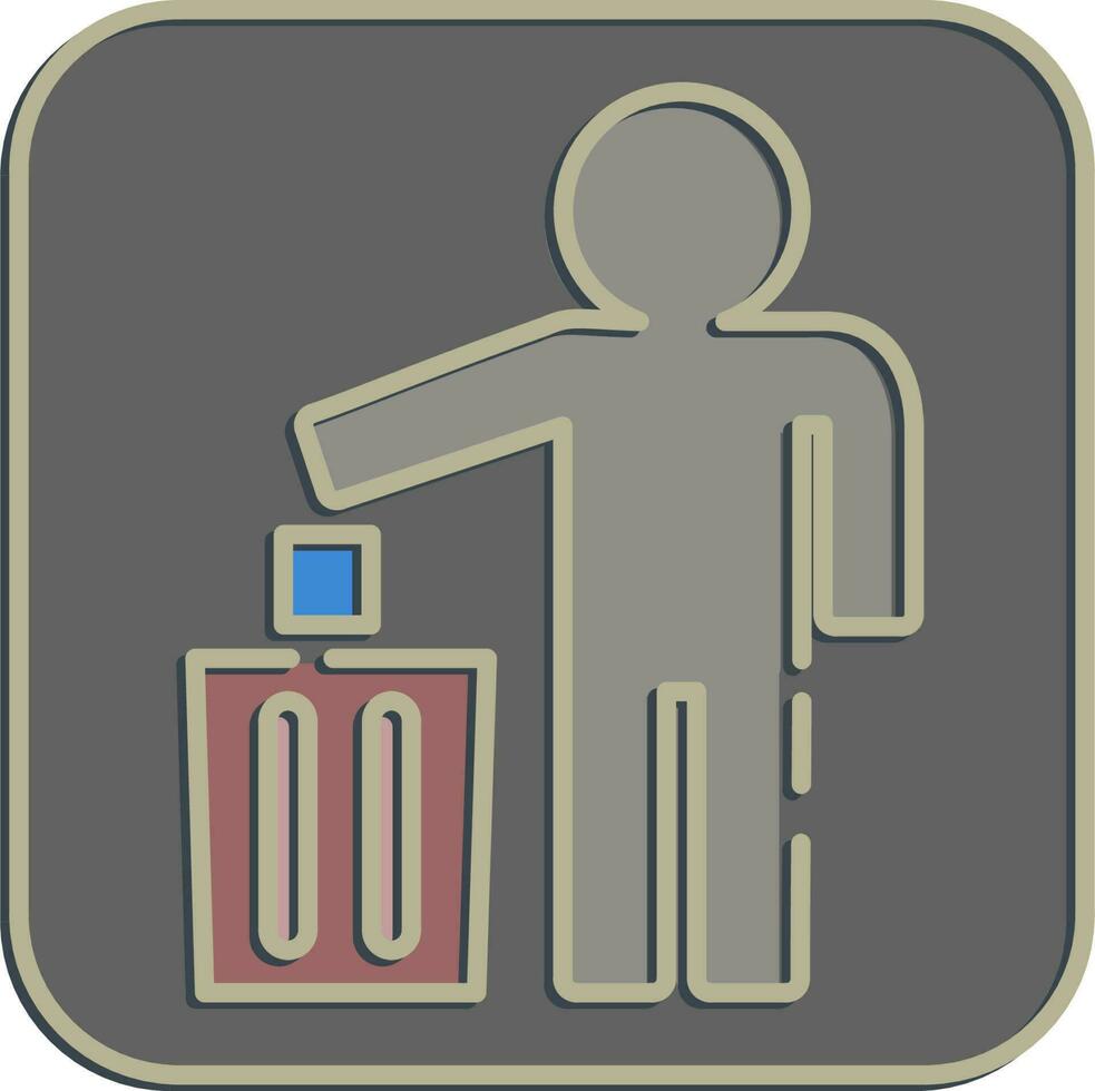 Icon do not litter. Packaging symbol elements. Icons in embossed style. Good for prints, posters, logo, product packaging, sign, expedition, etc. vector