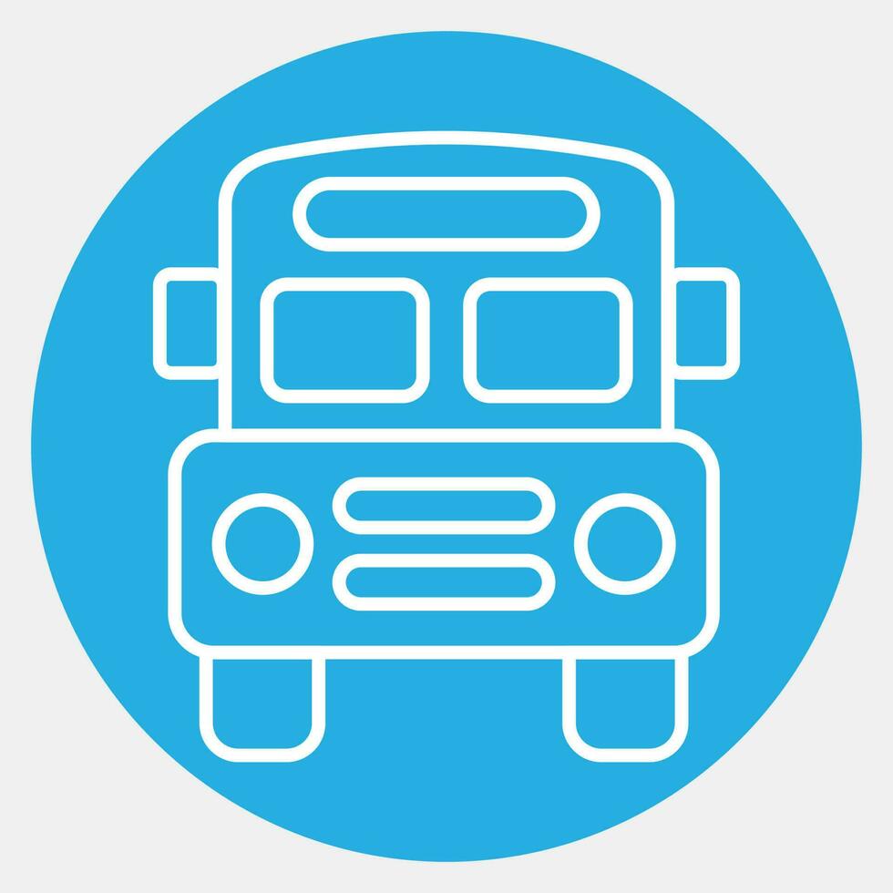 Icon school bus. School and education elements. Icons in blue round style. Good for prints, posters, logo, advertisement, infographics, etc. vector