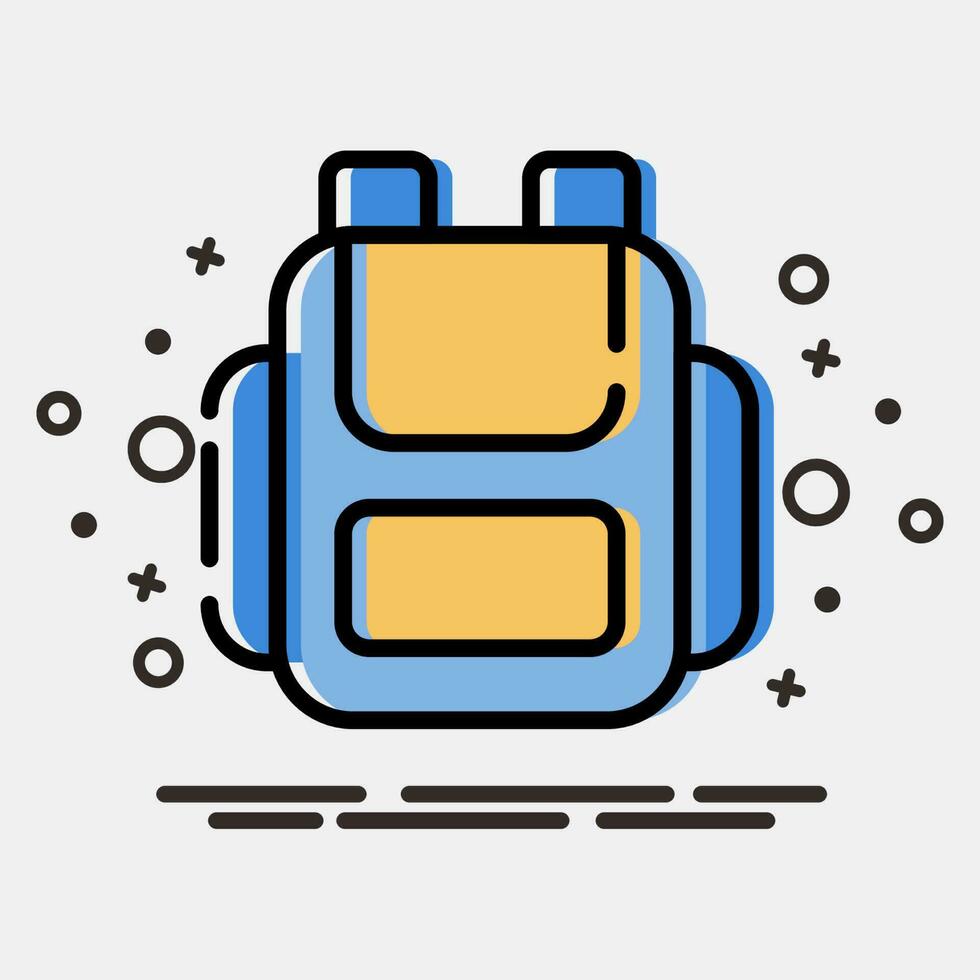 Icon bag. School and education elements. Icons in MBE style. Good for prints, posters, logo, advertisement, infographics, etc. vector