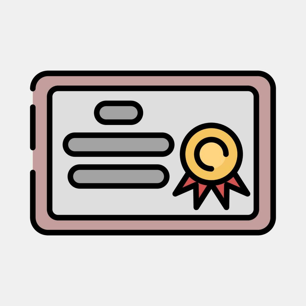 Icon diploma. School and education elements. Icons in filled line style. Good for prints, posters, logo, advertisement, infographics, etc. vector