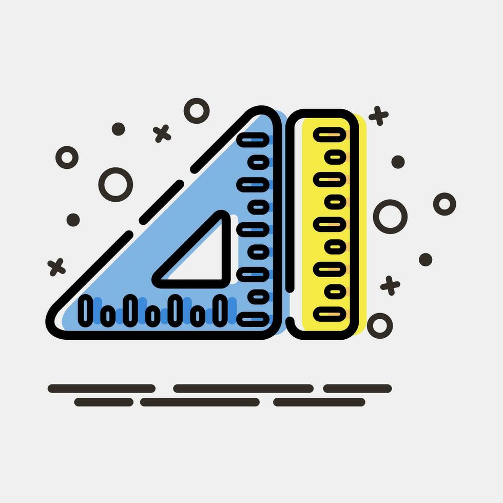 Icon ruler. School and education elements. Icons in MBE style. Good for prints, posters, logo, advertisement, infographics, etc. vector