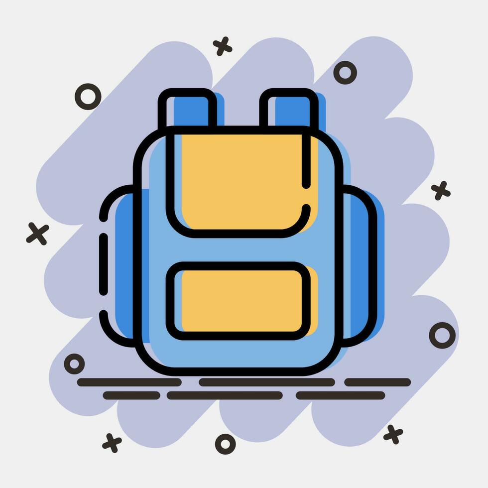 icono bolsa. colegio y educación elementos. íconos en cómic estilo. bueno para huellas dactilares, carteles, logo, anuncio publicitario, infografía, etc. vector