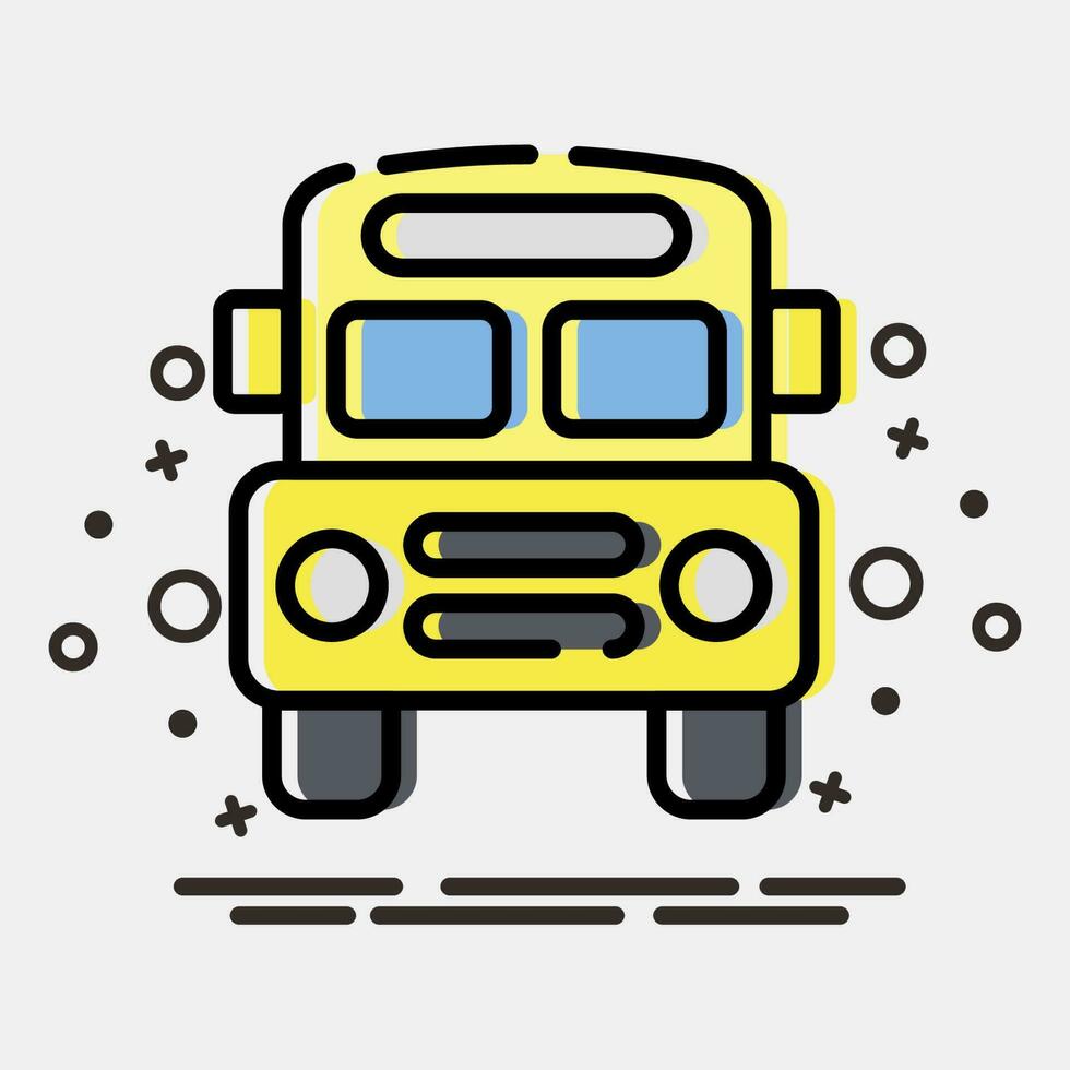 Icon school bus. School and education elements. Icons in MBE style. Good for prints, posters, logo, advertisement, infographics, etc. vector