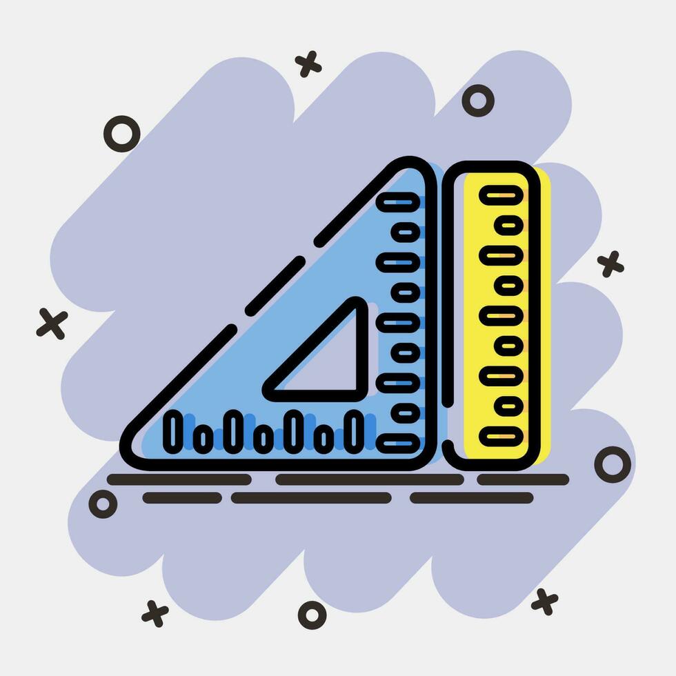 Icon ruler. School and education elements. Icons in comic style. Good for prints, posters, logo, advertisement, infographics, etc. vector