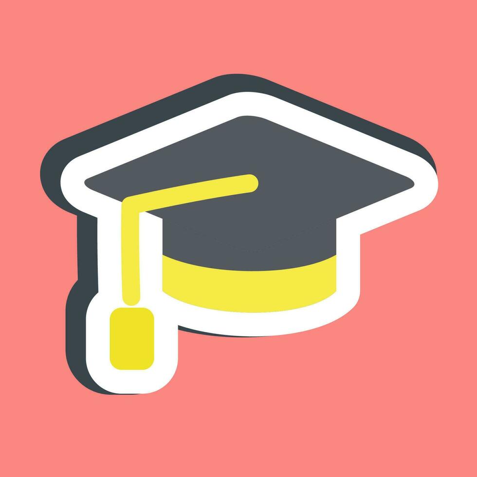 Sticker graduation cap. School and education elements. Good for prints, posters, logo, advertisement, infographics, etc. vector