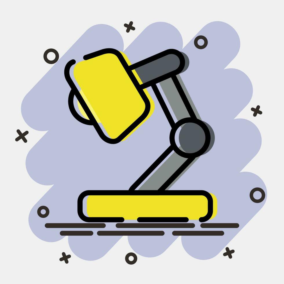 Icon desk lamp. School and education elements. Icons in comic style. Good for prints, posters, logo, advertisement, infographics, etc. vector