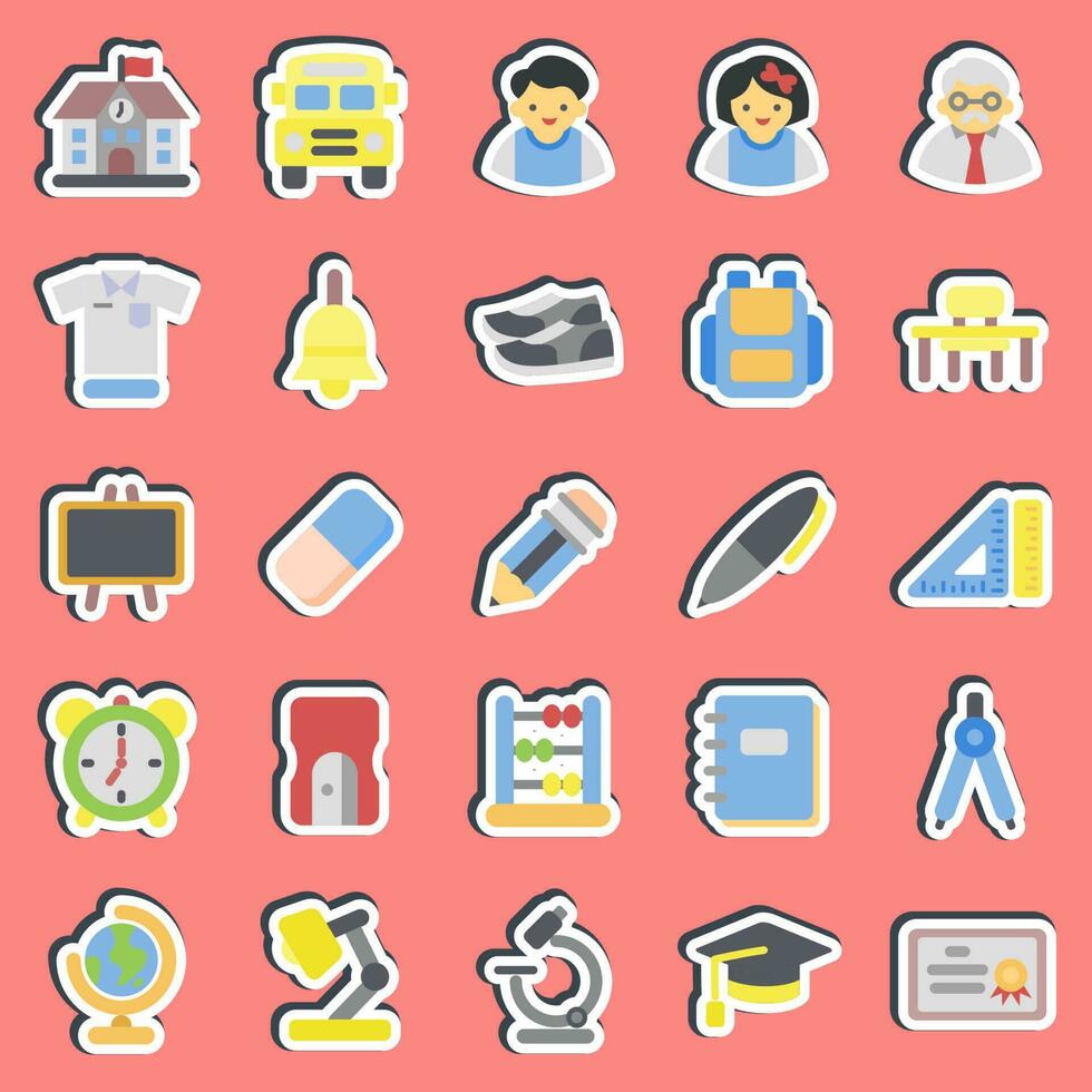 Sticker set of school. School and education elements. Good for prints, posters, logo, advertisement, infographics, etc. vector