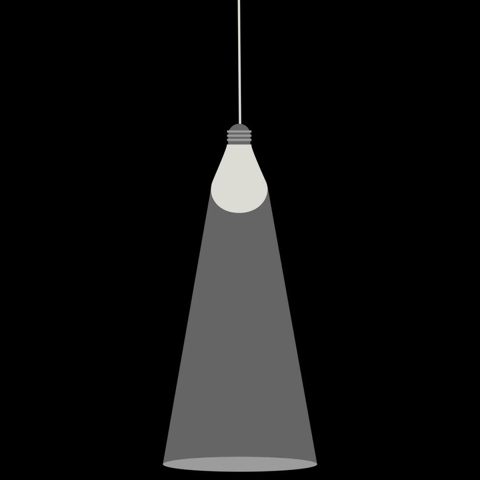 Minimalistic light bulb in dark room. vector