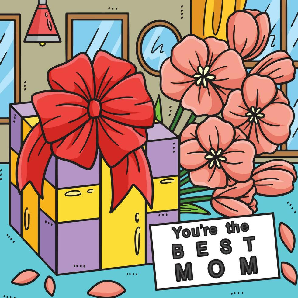 Mothers Day Your the Best Mom Colored Cartoon vector