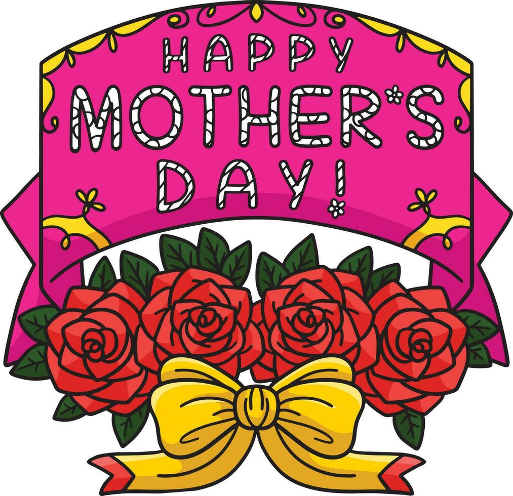 Happy Mothers Day Cartoon Colored Clipart vector