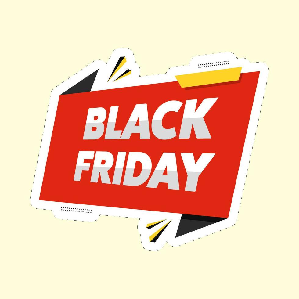 Black Friday Sale Badge Or Poster Design In Red And Yellow Color. vector