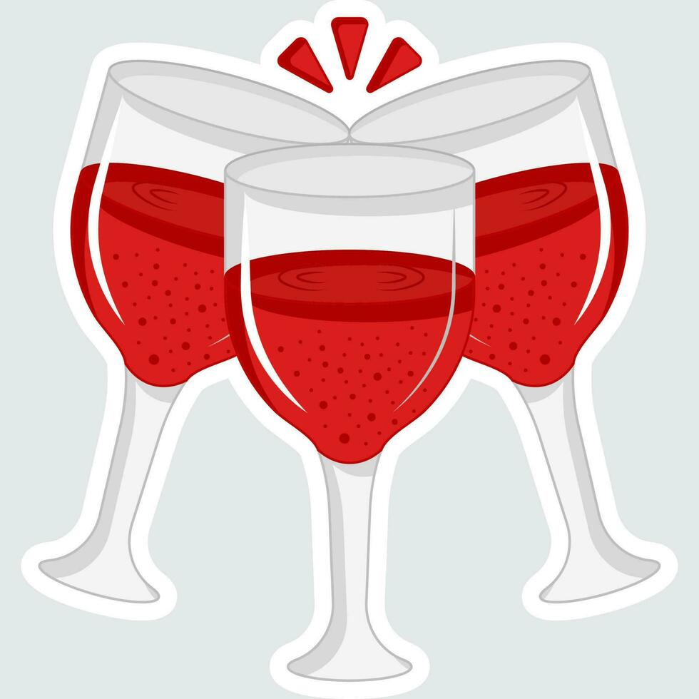 Isolated Sticker Style Cheers Glass Icon In Flat Style. vector