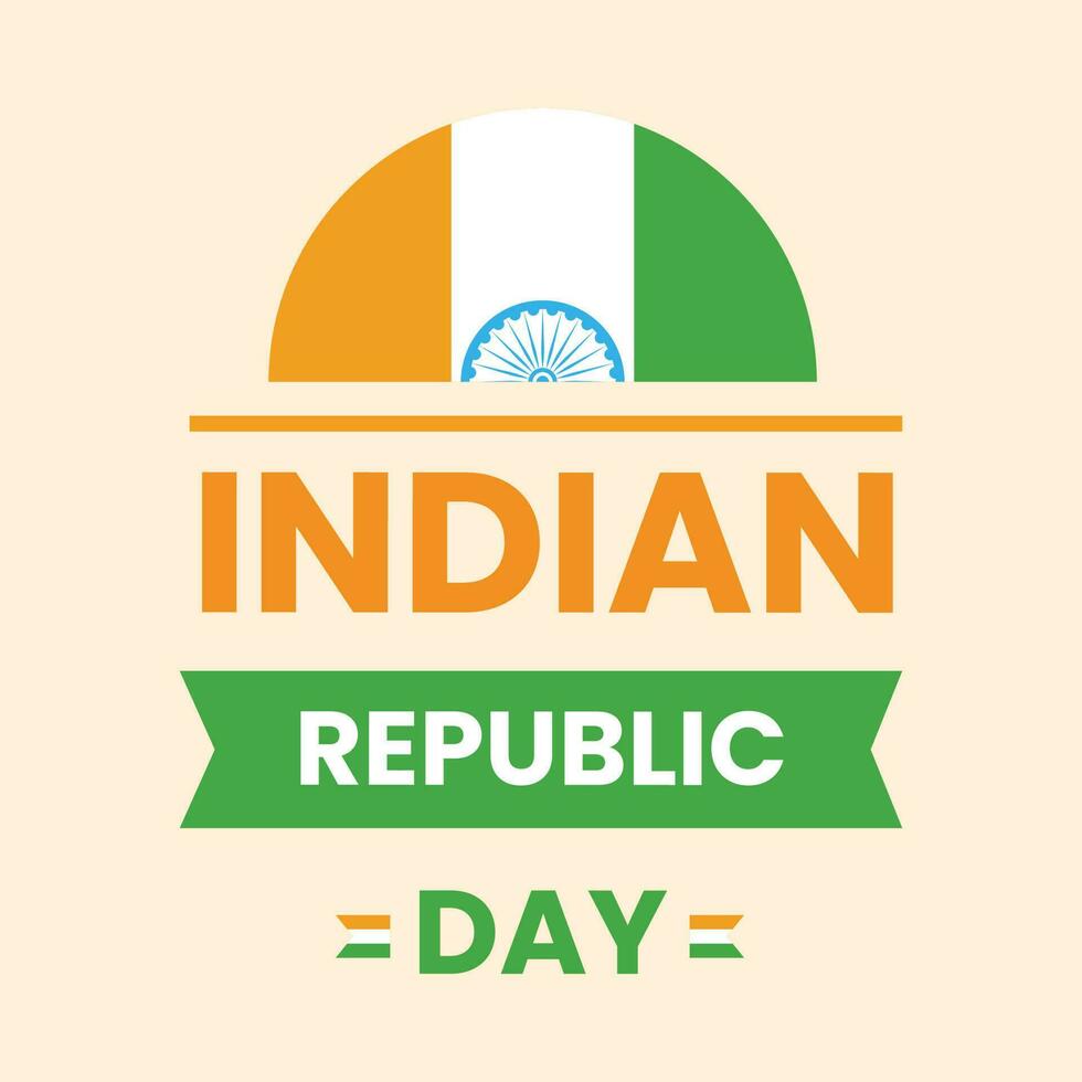 creativo indio república día fuente texto con medio bandera circulo en melocotón antecedentes para India nacional festival celebracion concepto. vector