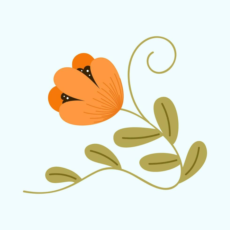 Orange Flower Vines On White Background vector