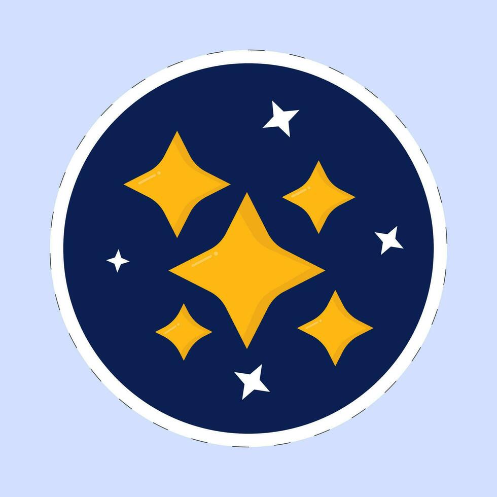 Yellow Stars In Blue Background In Sticker Style. vector