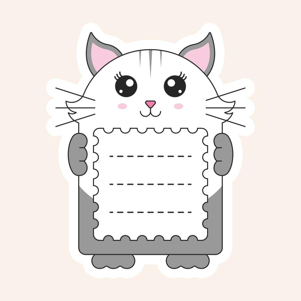 Cute Raccoon Cartoon Frame Or Notebook Label Over Peach Background. vector
