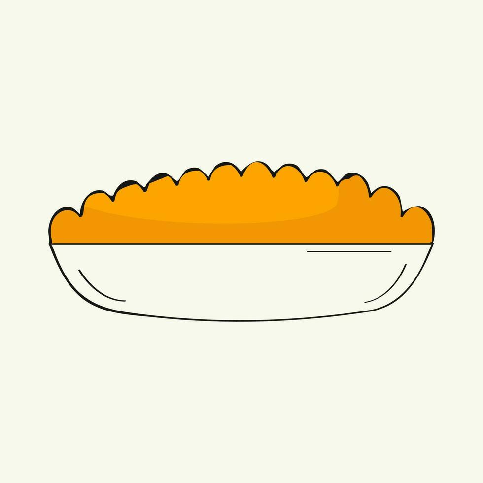 Flat Style Orange Pie On Cosmic Latte Background. vector