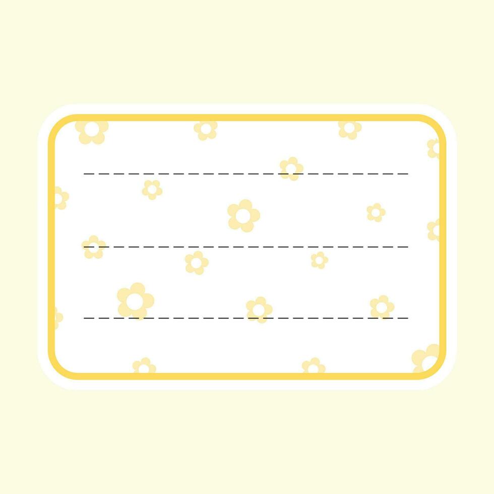 amarillo flor sin costura zueco marco en cuaderno etiqueta o pegatina, etiqueta diseño. vector