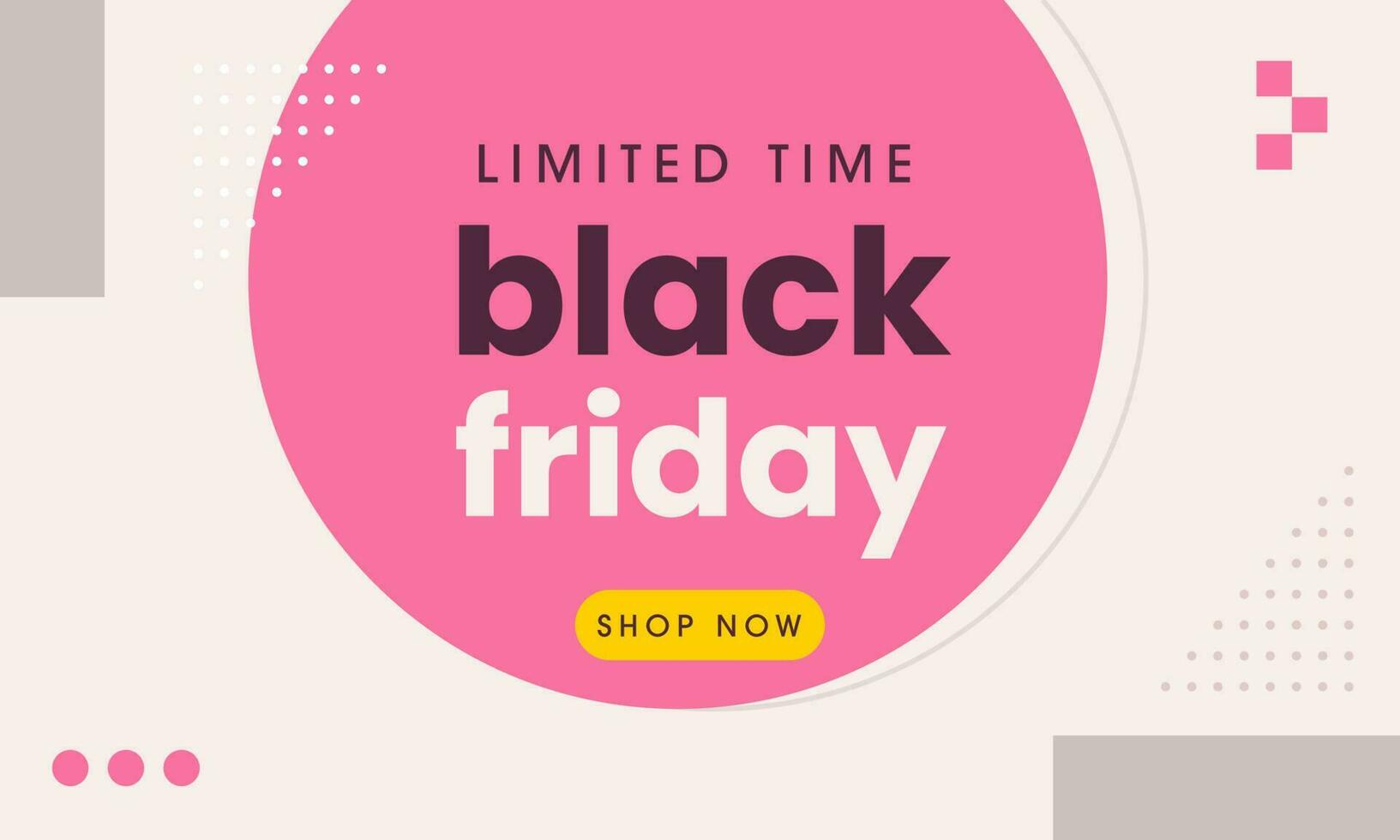 Limited Time Black Friday Sale Banner Design In Pink And White Color. vector