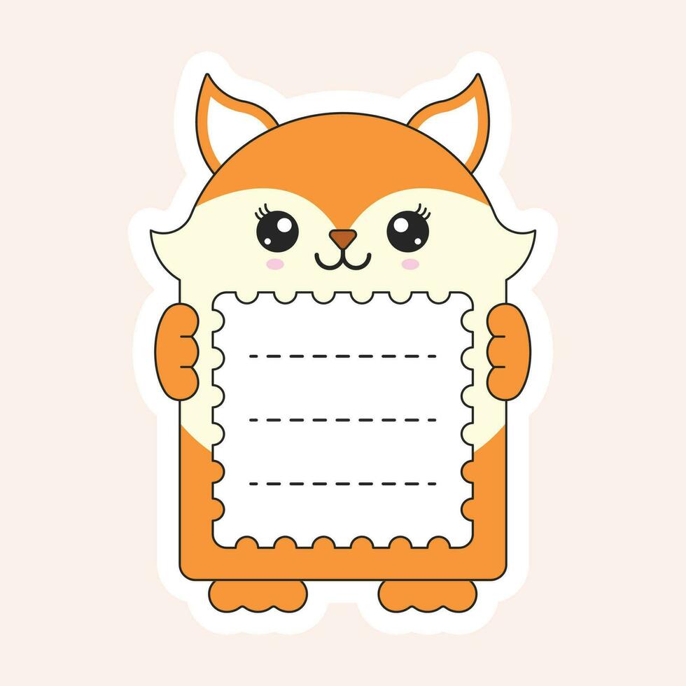 Mascot Fox Animal Frame Or Notebook Label On Peach Background. vector