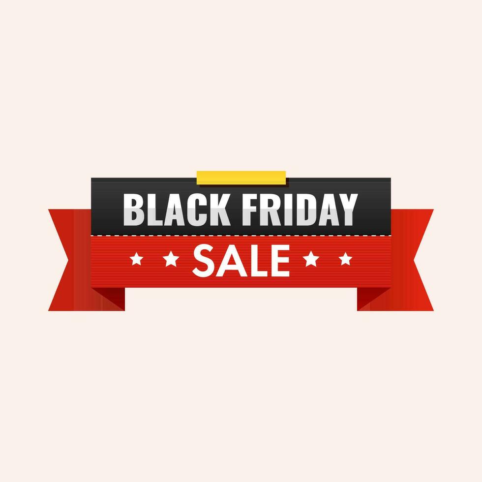 Black Friday Sale Ribbon Against Pink Background For Advertising Or Promotion Concept. vector