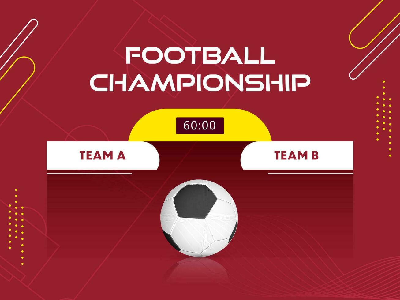 Football Championship Match Between Team A VS B With Soccer Ball On Red Pitch Background. vector
