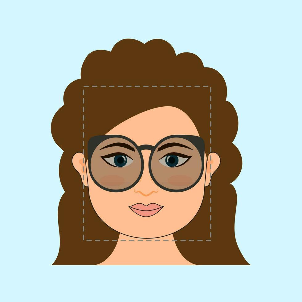 Glasses For Square Face Girl Icon Over Light Blue Background. vector