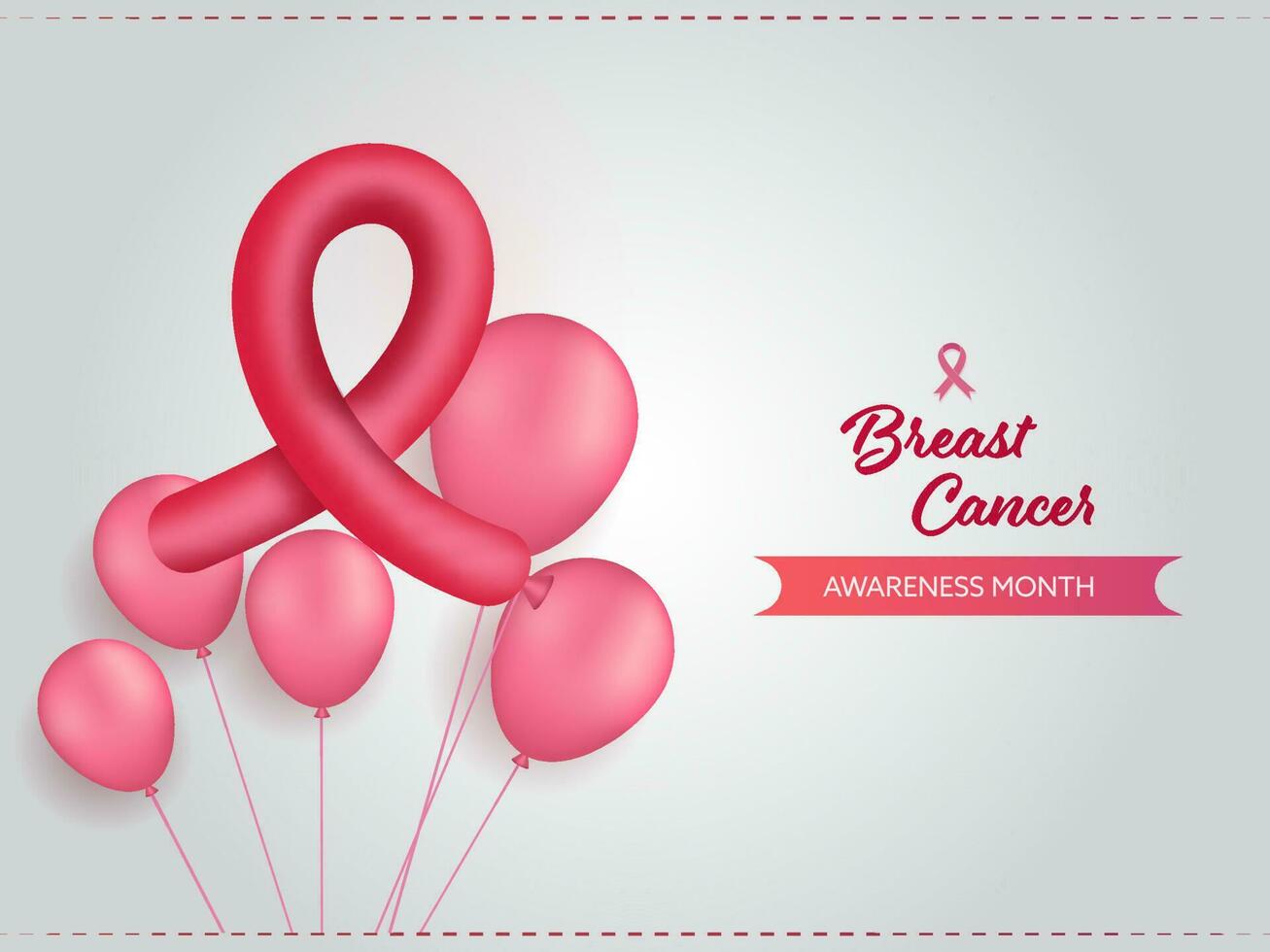 Breast Cancer Awareness Month Concept with Pink Symbol with Balloons. Healthcare concept. vector