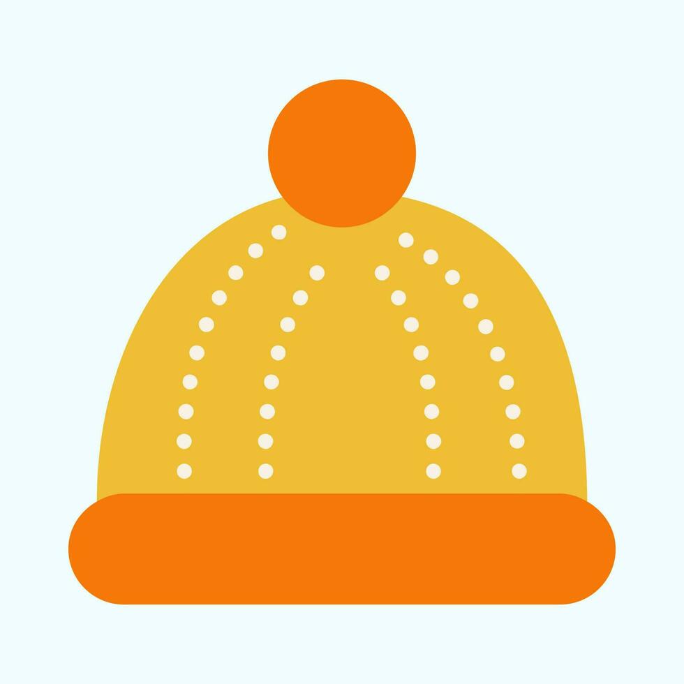 Orange And Yellow Beanie Hat Element In Flat Style. vector