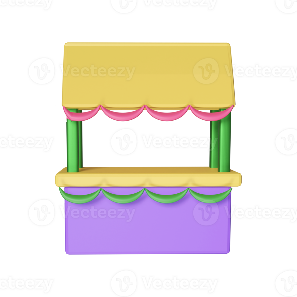 3D Rendering Of Colorful Food Kiosk Icon. png
