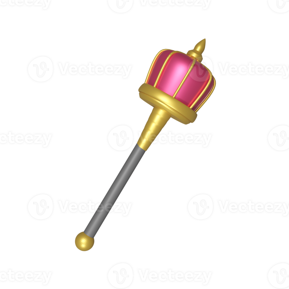 Pink And Golden Scepter Icon In 3D Render. png