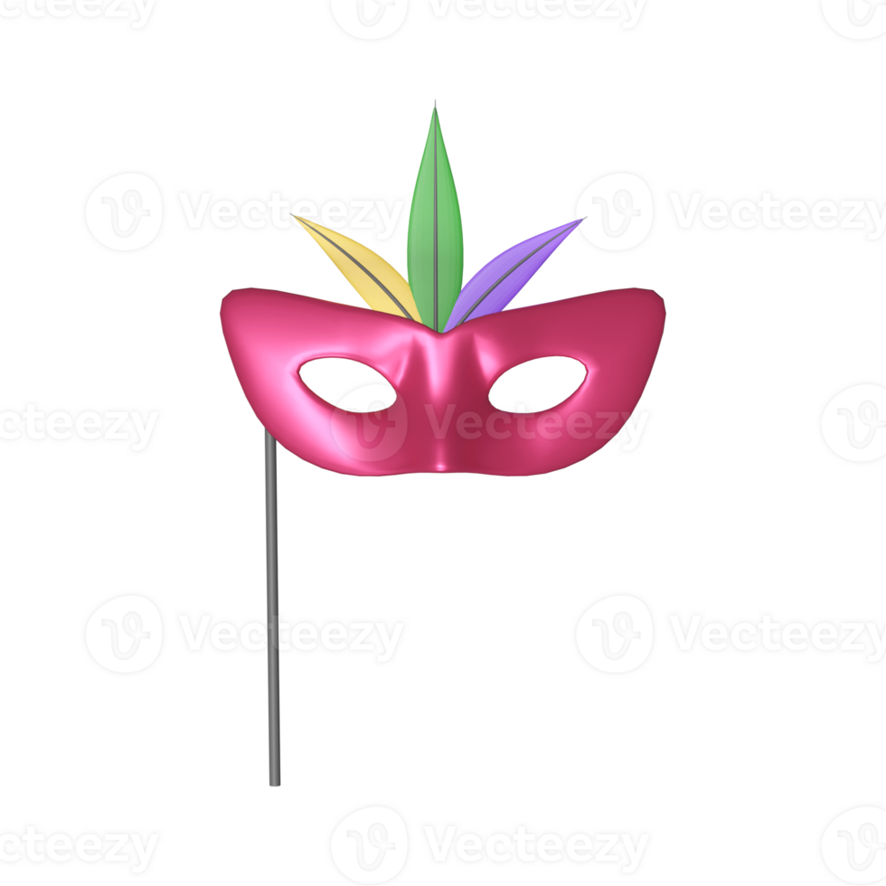 Isolated Feather Eye Mask Stick Icon In 3D Render Style. png
