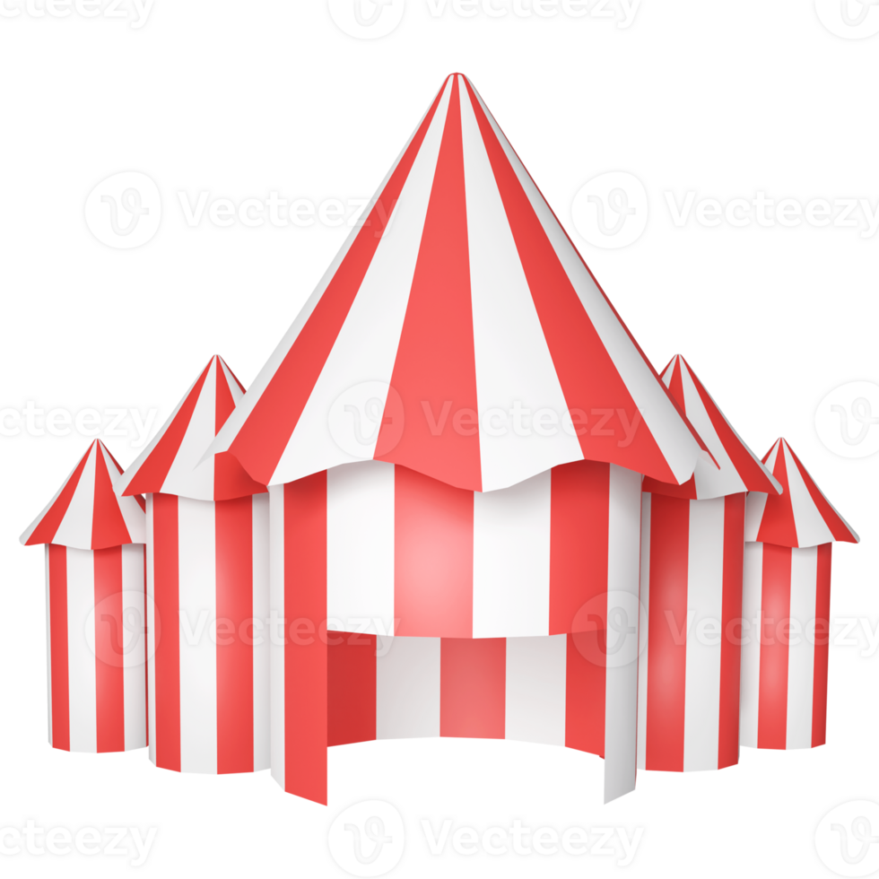 rood en wit tent huis icoon in 3d veroorzaken. png