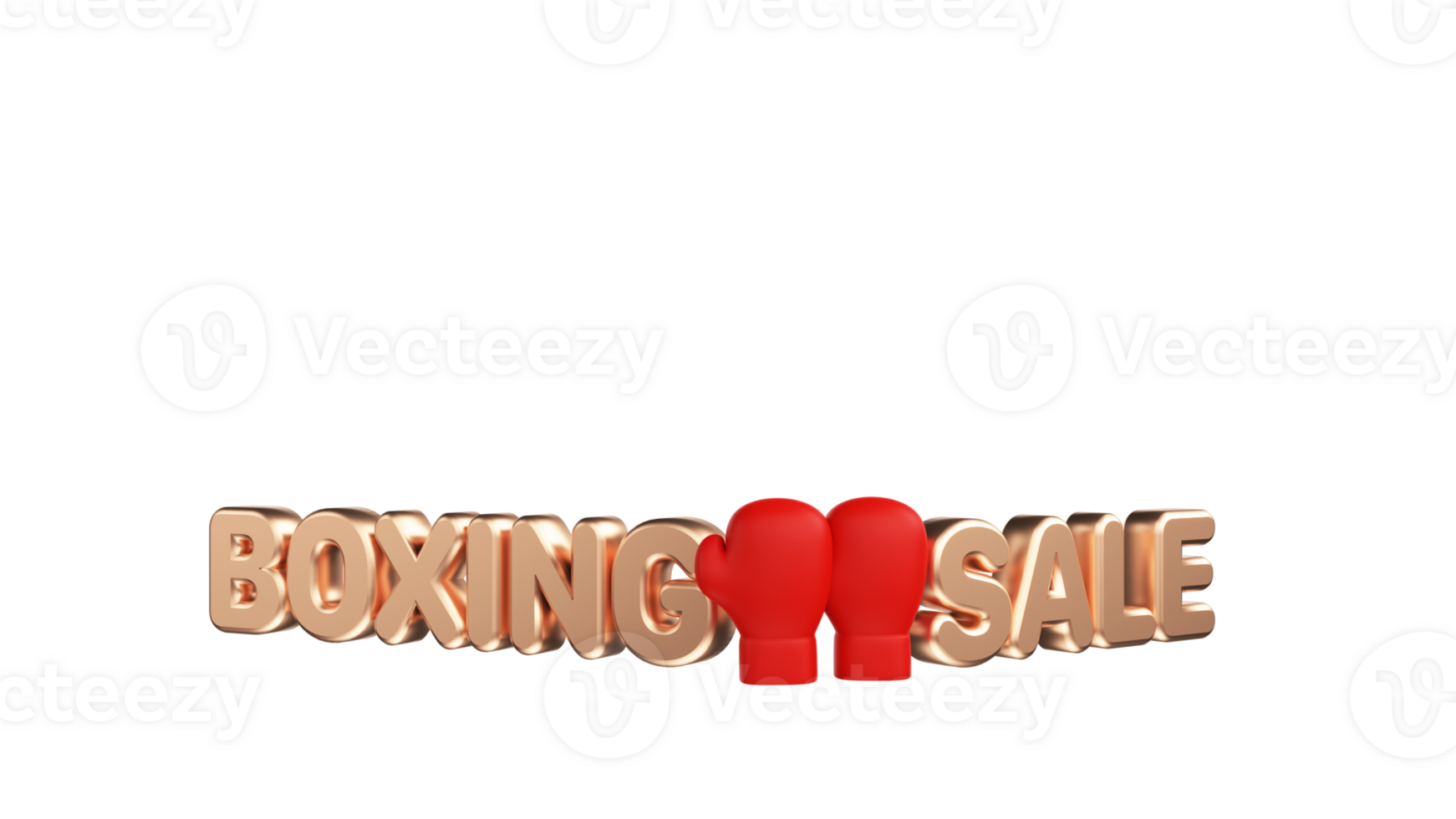 3D Render Copper Boxing Sale Text With Fight Gloves Against Background. Advertising Banner Or Header Design. png