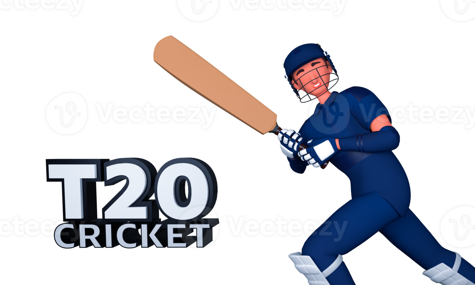 3D Render T20 Cricket Text With Batter Player Against Background. png