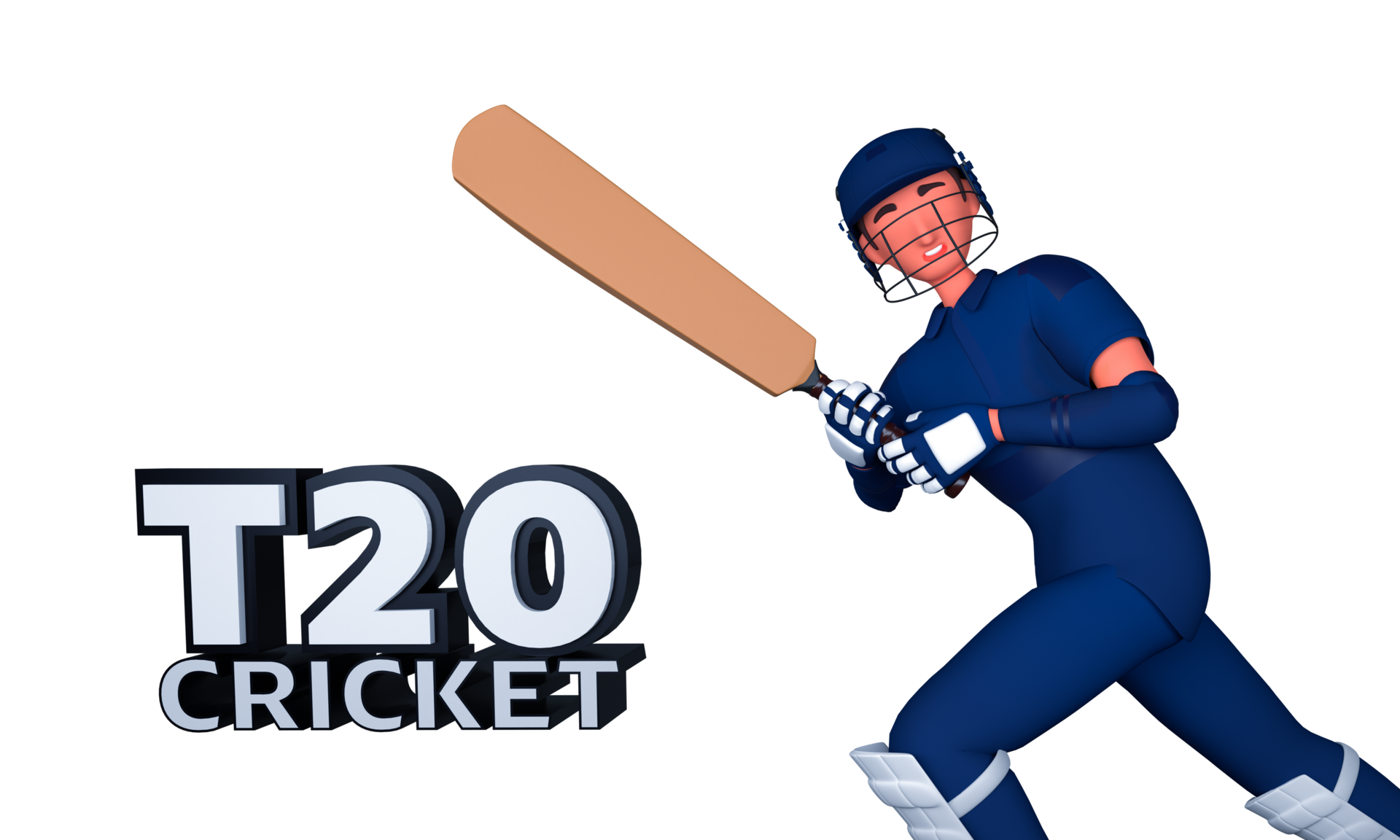3D Render T20 Cricket Text With Batter Player Against Background