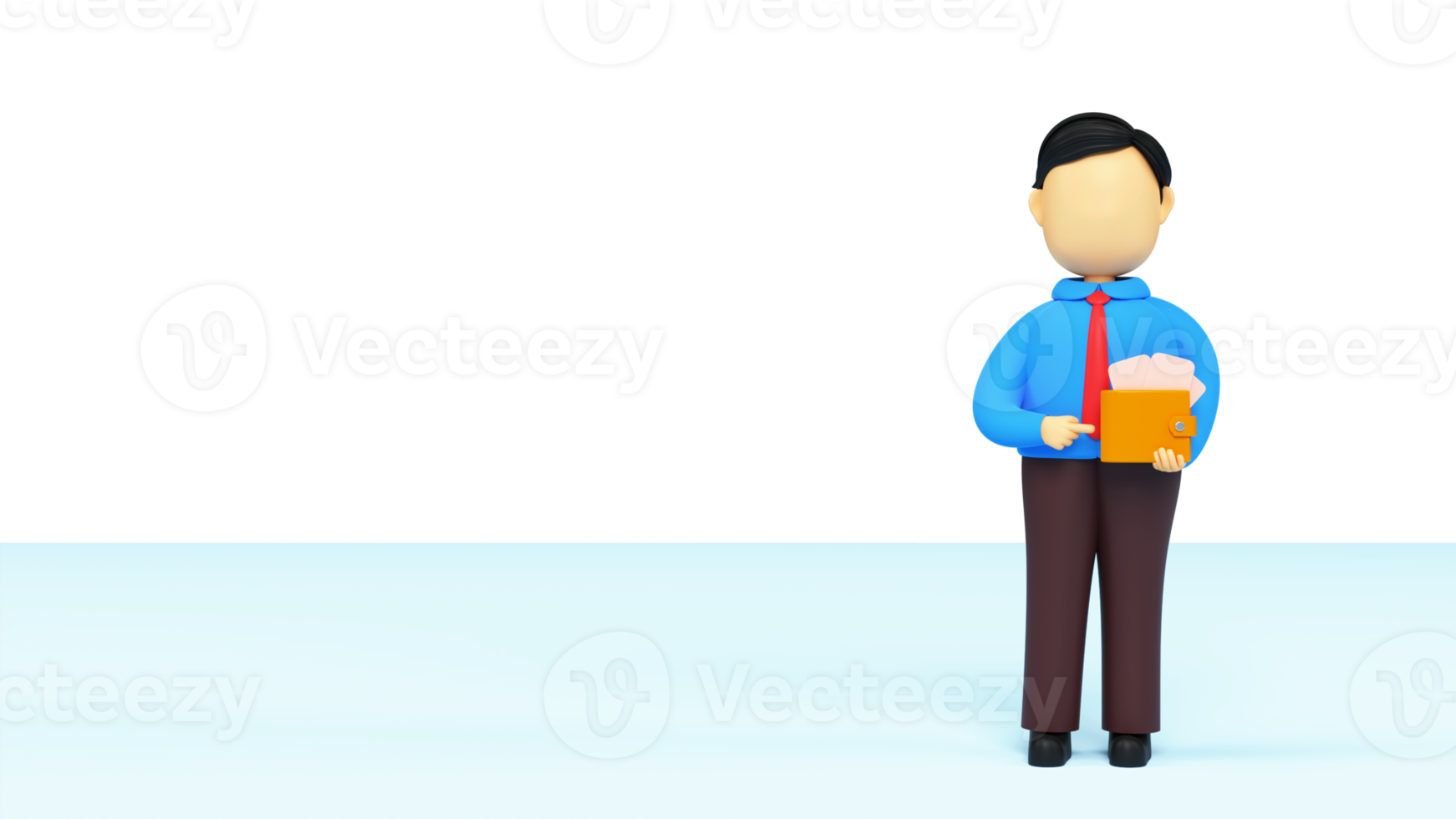 3D Render Of Faceless Businessman Showing Wallet And Copy Space. png