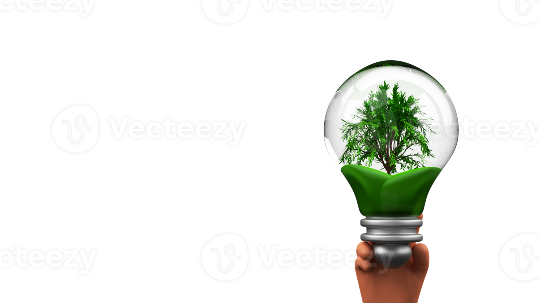 3D Human Hand Holding Eco Friendly Bulb And Copy Space. png