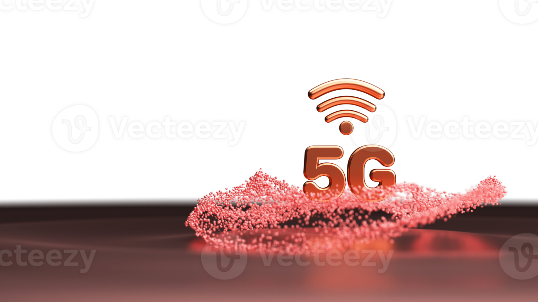 3D Bronze 5G Text With Abstract Particle Balls And Copy Space. png