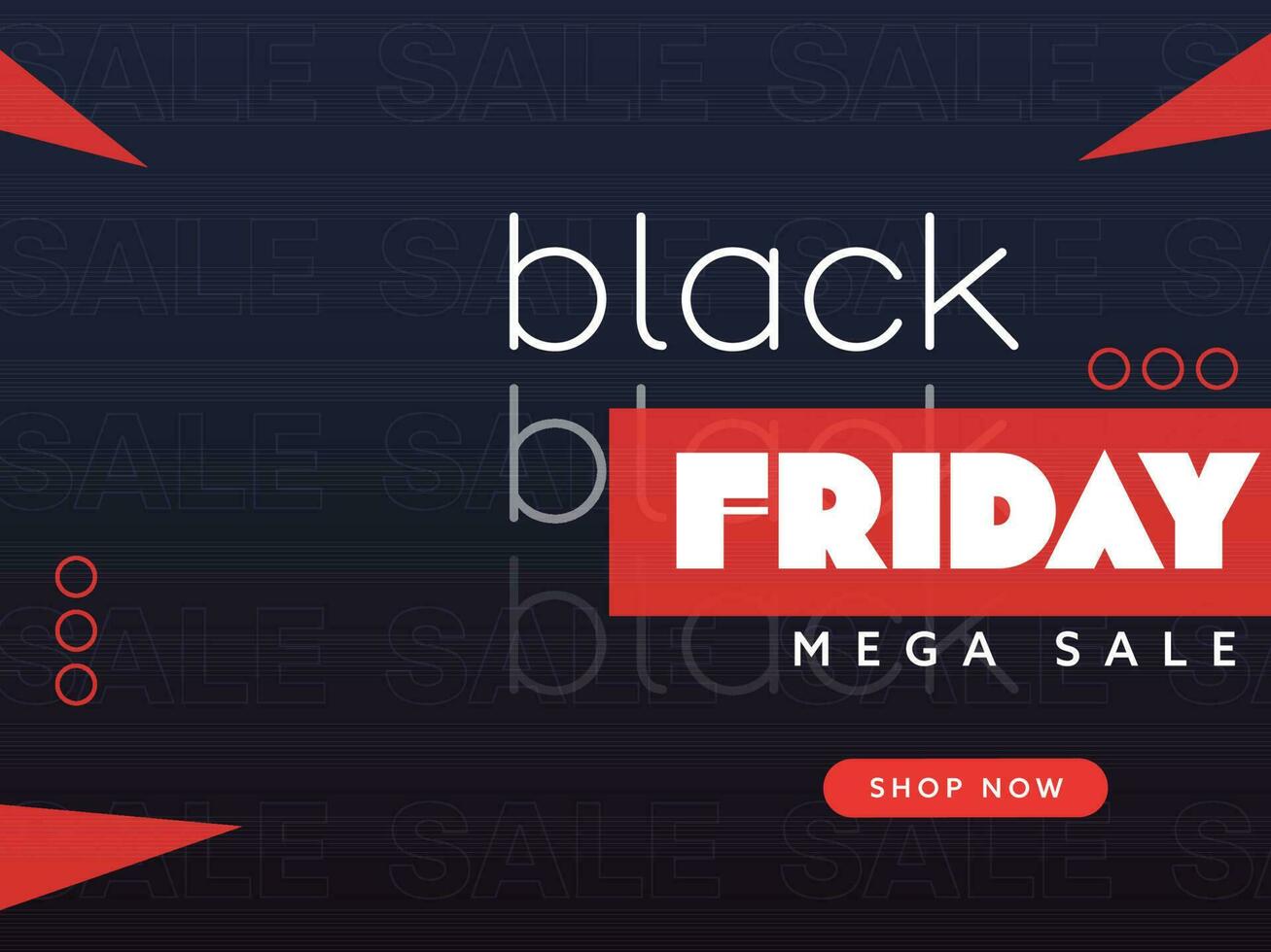 Black Friday Mega Sale Poster Design In Blue And Red Color. vector