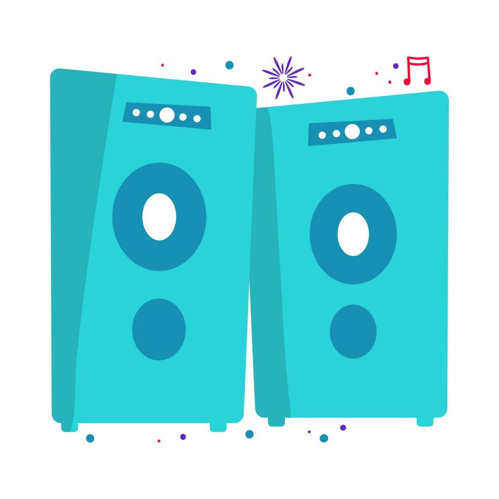 Flat Sound Speakers Icon In Turquoise Color. vector