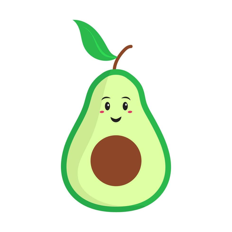 Smiley Face Avocado Cartoon Flat Vector. vector