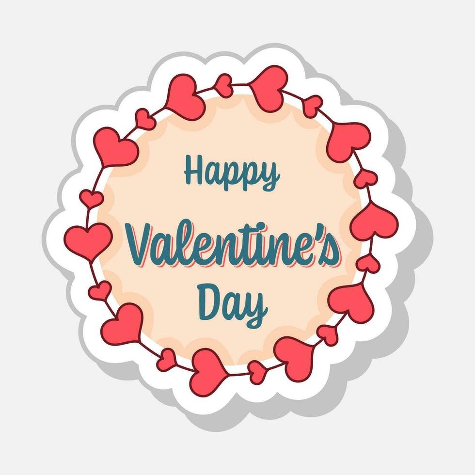 Happy Valentines Day Tag Or Sticker In Flat Style. vector