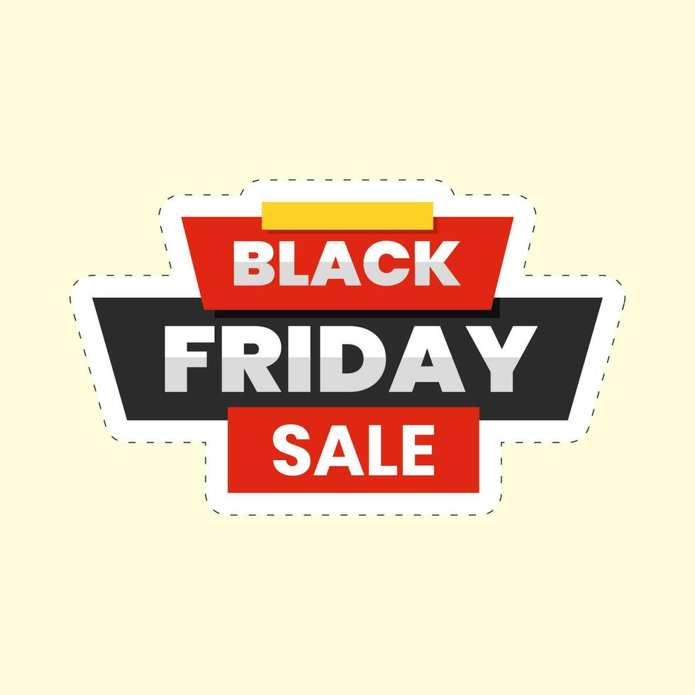 Red And Black Friday Sale Font Strip Yellow Background For Poster Or Badge Design. vector